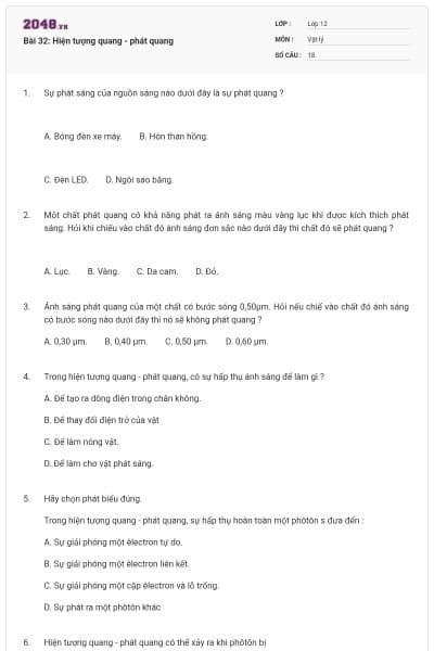 Bài 32: Hiện tượng quang - phát quang