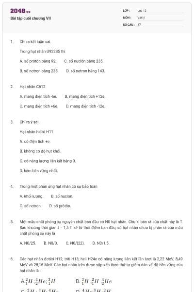 Bài tập cuối chương VII