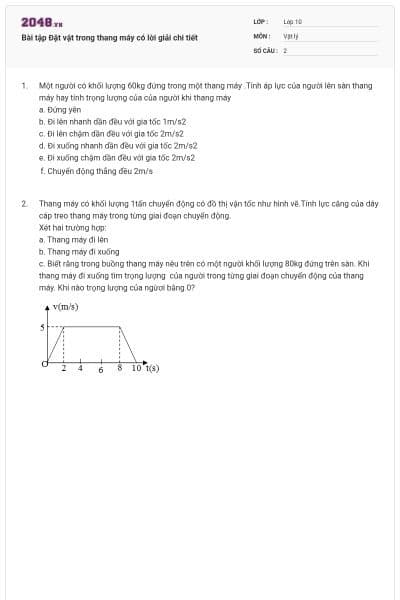 Bài tập Đặt vật trong thang máy có lời giải chi tiết