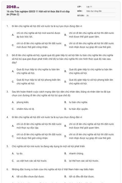 16 câu Trắc nghiệm GDCD 11 Kết nối tri thức Bài 8 có đáp án (Phần 2)