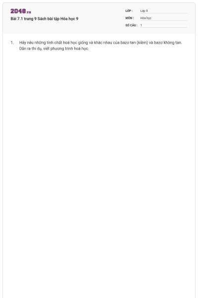 Bài 7.1 trang 9 Sách bài tập Hóa học 9