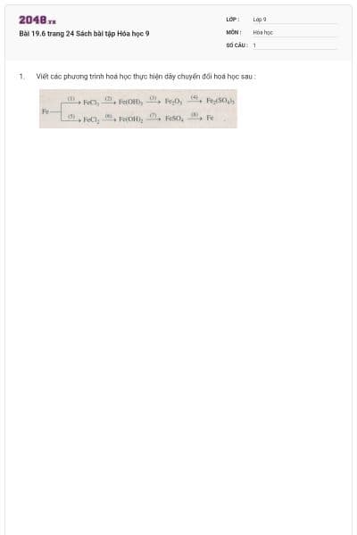 Bài 19.6 trang 24 Sách bài tập Hóa học 9