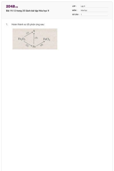 Bài 19.12 trang 25 Sách bài tập Hóa học 9