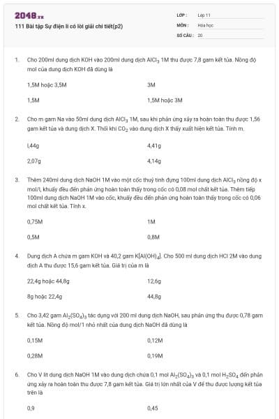 111 Bài tập Sự điện li có lời giải chi tiết(p2)