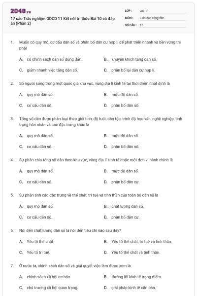 17 câu Trắc nghiệm GDCD 11 Kết nối tri thức Bài 10 có đáp án (Phần 2)