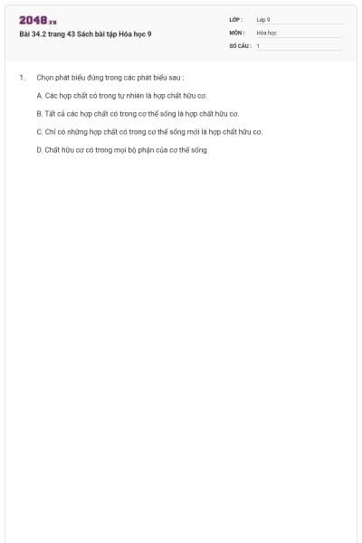 Bài 34.2 trang 43 Sách bài tập Hóa học 9