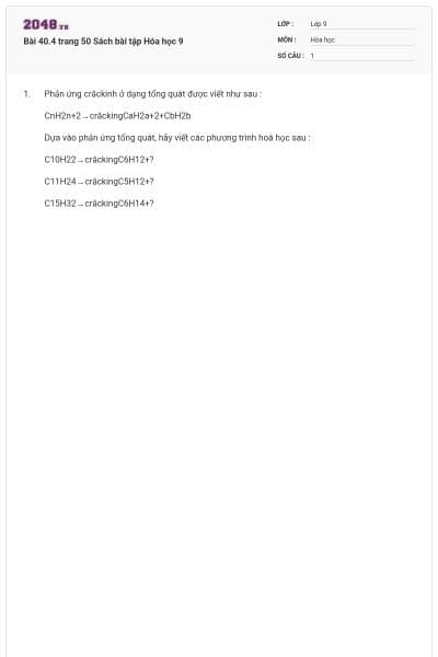 Bài 40.4 trang 50 Sách bài tập Hóa học 9