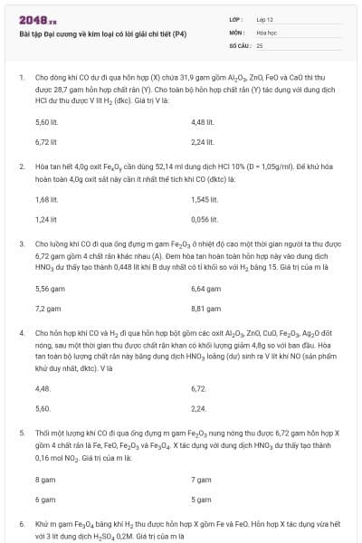 Bài tập Đại cương về kim loại có lời giải chi tiết (P4)