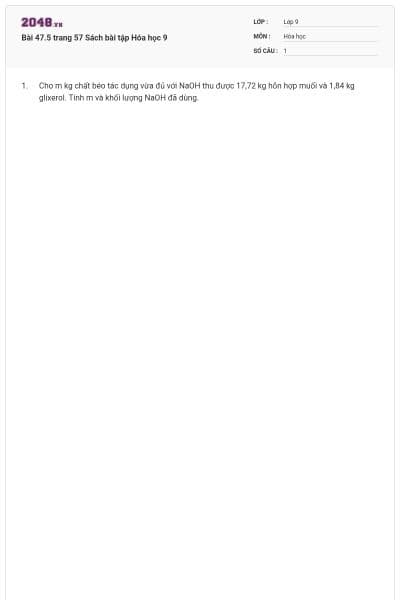 Bài 47.5 trang 57 Sách bài tập Hóa học 9