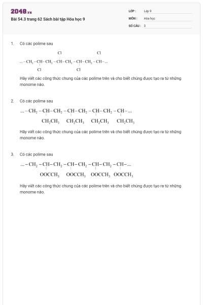 Bài 54.3 trang 62 Sách bài tập Hóa học 9