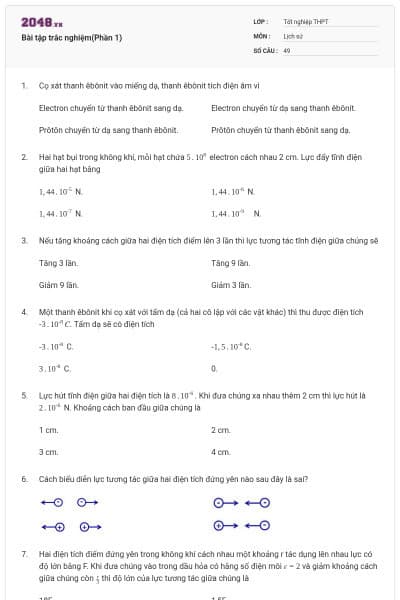 Bài tập trắc nghiệm(Phần 1)