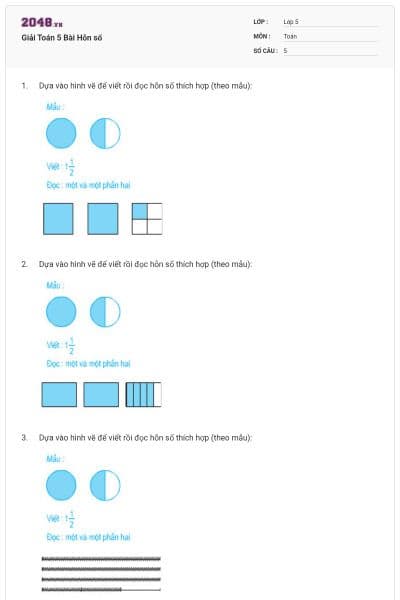 Giải Toán 5 Bài Hỗn số