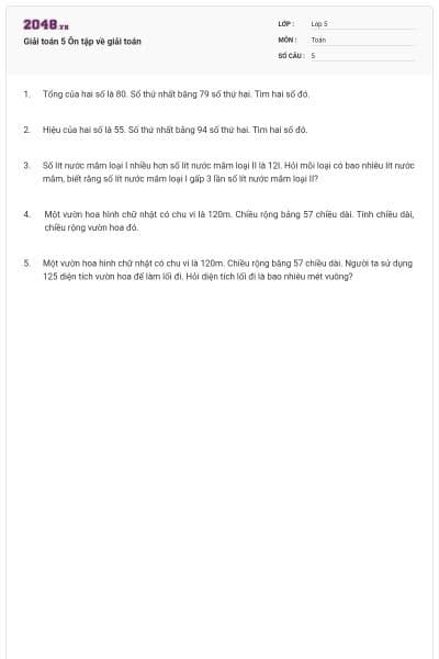 Giải toán 5 Ôn tập về giải toán