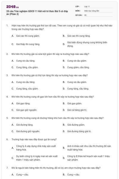 20 câu Trắc nghiệm GDCD 11 Kết nối tri thức Bài 5 có đáp án (Phần 3)