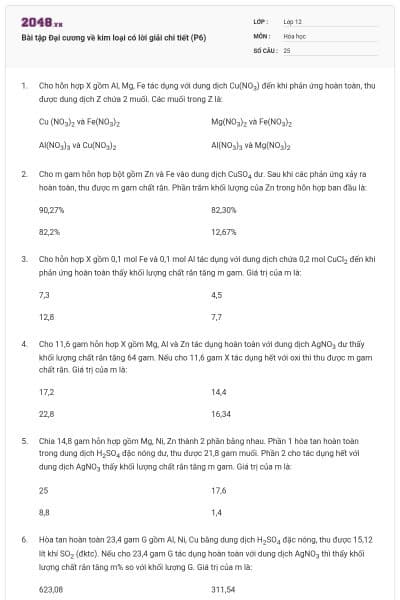 Bài tập Đại cương về kim loại có lời giải chi tiết (P6)