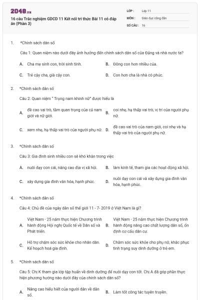 16 câu Trắc nghiệm GDCD 11 Kết nối tri thức Bài 11 có đáp án (Phần 3)