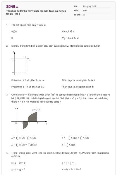 Tổng hợp đề thi thử THPT quốc gia môn Toán cực hay có lời giải - Đề 5