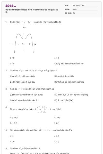 Đề thi thử thpt quốc gia môn Toán cực hay có lời giải ( Đề 3)