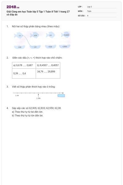 Giải Cùng em học Toán lớp 5 Tập 1 Tuần 8 Tiết 1 trang 27 có đáp án