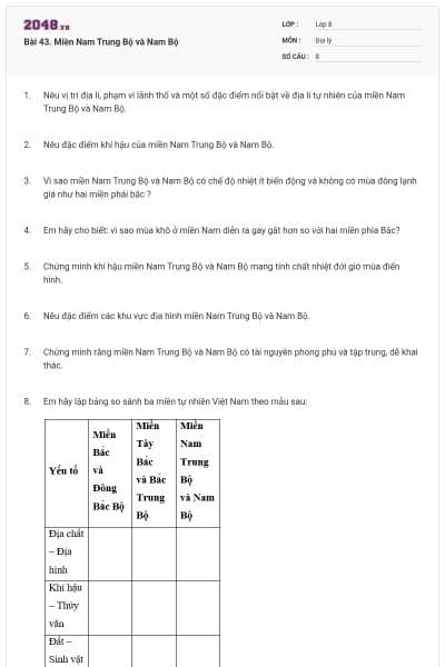 Bài 43. Miền Nam Trung Bộ và Nam Bộ