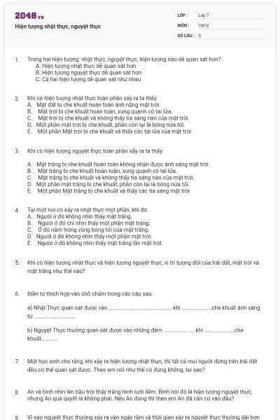 Hiện tượng nhật thực, nguyệt thực