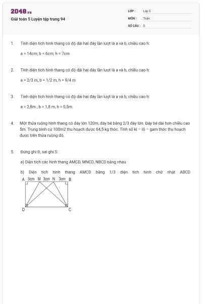 Giải toán 5 Luyện tập trang 94