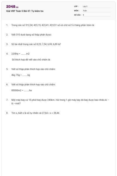 Giải VBT Toán 5 Bài 47: Tự kiểm tra