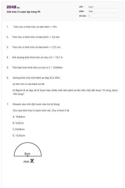 Giải toán 5 Luyện tập trang 99