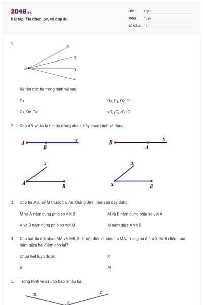 Bài tập: Tia chọn lọc, có đáp án