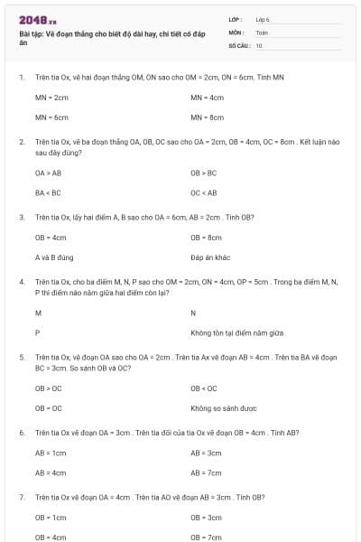 Bài tập: Vẽ đoạn thẳng cho biết độ dài hay, chi tiết có đáp án
