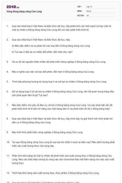 Vùng Đồng bằng sông Cửu Long