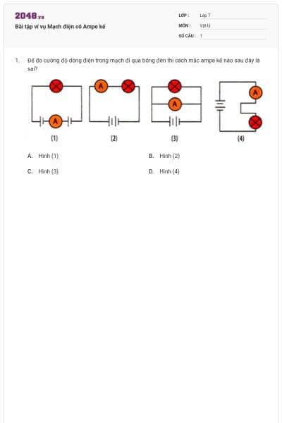 Bài tập ví vụ Mạch điện có Ampe kế