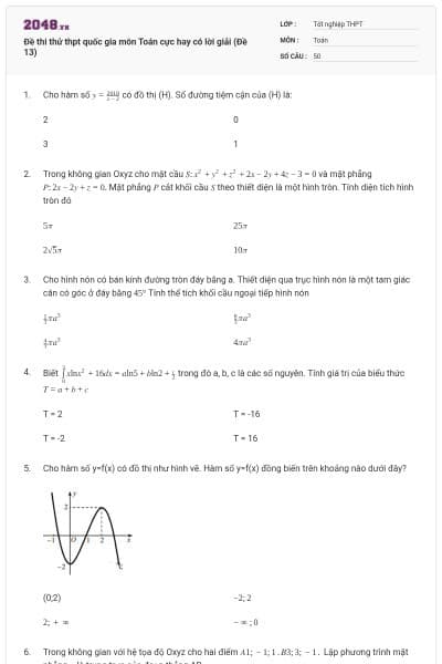 Đề thi thử thpt quốc gia môn Toán cực hay có lời giải (Đề 13)