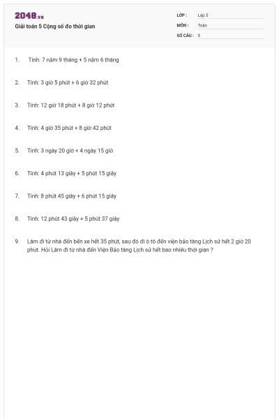 Giải toán 5 Cộng số đo thời gian