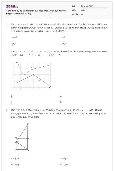 Tổng hợp 20 đề thi thử thpt quốc gia môn Toán cực hay có lời giải chi tiết(Đề số 16)