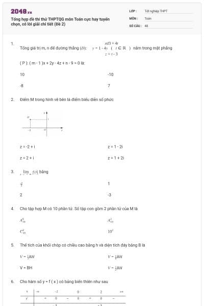 Tổng hợp đề thi thử THPTQG môn Toán cực hay tuyển chọn, có lời giải chi tiết (Đề 2)