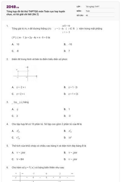 Tổng hợp đề thi thử THPTQG môn Toán cực hay tuyển chọn, có lời giải chi tiết (Đề 2)
