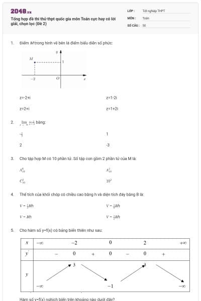Tổng hợp đề thi thử thpt quốc gia môn Toán cực hay có lời giải, chọn lọc (Đề 2)