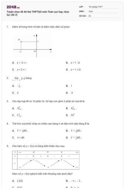 Tuyển chọn đề thi thử THPTQG môn Toán cực hay, chọn lọc (đề 3)