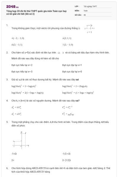 Tổng hợp 20 đề thi thử THPT quốc gia môn Toán cực hay có lời giải chi tiết (Đề số 2)