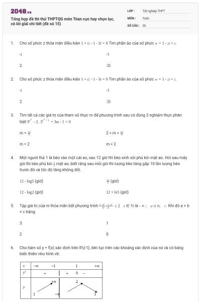 Tổng hợp đề thi thử THPTQG môn Tóan cực hay chọn lọc, có lời giải chi tiết (đề số 15)