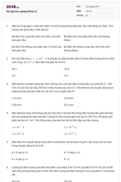 Bài tập trắc nghiệm(Phần 2)