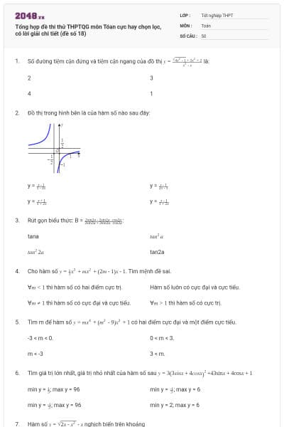 Tổng hợp đề thi thử THPTQG môn Tóan cực hay chọn lọc, có lời giải chi tiết (đề số 18)