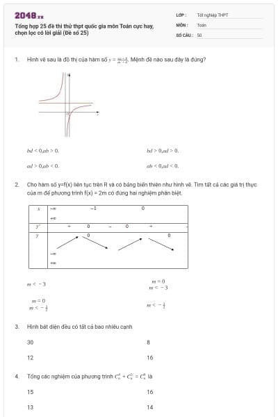 Tổng hợp 25 đề thi thử thpt quốc gia môn Toán cực hay, chọn lọc có lời giải (Đề số 25)