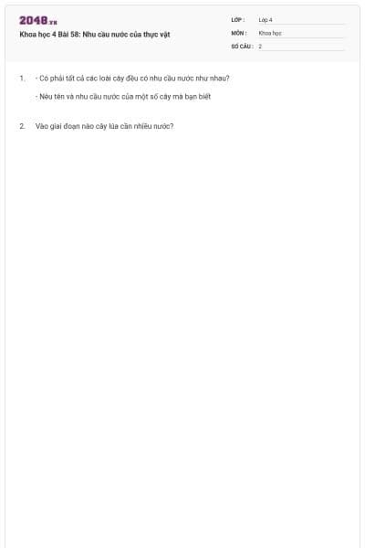Khoa học 4 Bài 58: Nhu cầu nước của thực vật