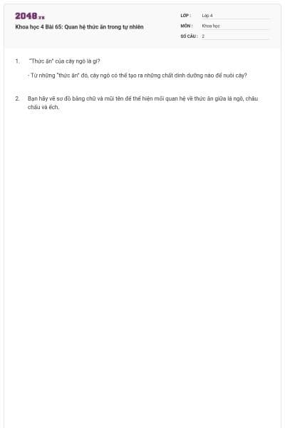 Khoa học 4 Bài 65: Quan hệ thức ăn trong tự nhiên
