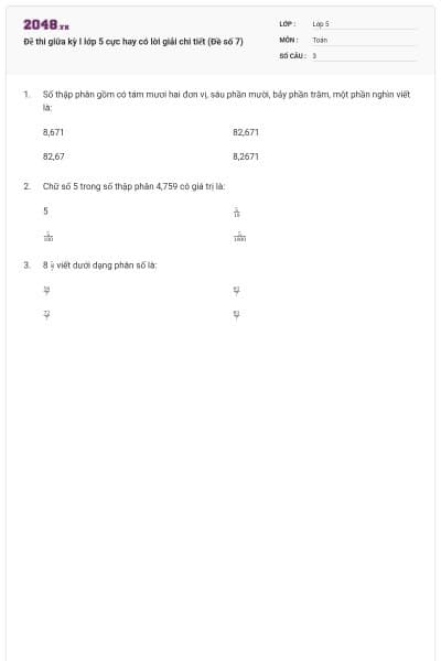 Đề thi giữa kỳ I lớp 5 cực hay có lời giải chi tiết (Đề số 7)