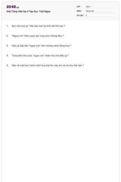 Giải Tiếng Việt lớp 4 Tập đọc: Tuổi Ngựa