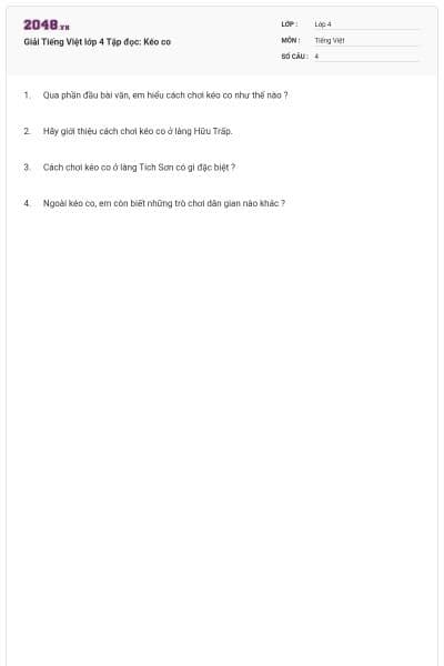 Giải Tiếng Việt lớp 4 Tập đọc: Kéo co