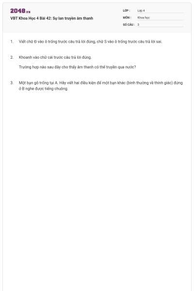 VBT Khoa Học 4 Bài 42: Sự lan truyền âm thanh